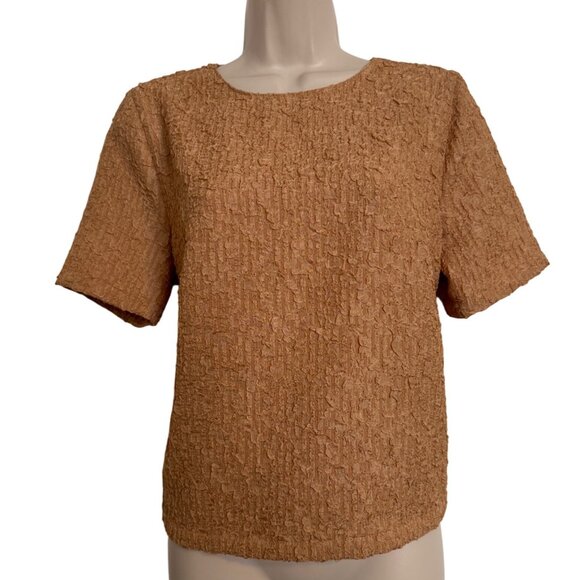 Melloday Clothing Textured Peachy Brown Size Small Blouse NWT $52 - Picture 7 of 7